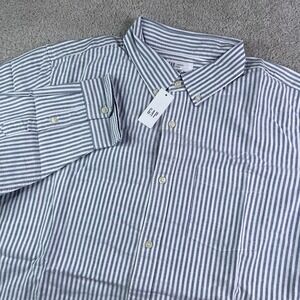 NEW GAP Shirt Mens Large Blue White Striped Oxford Standard Fit Button Down NWT